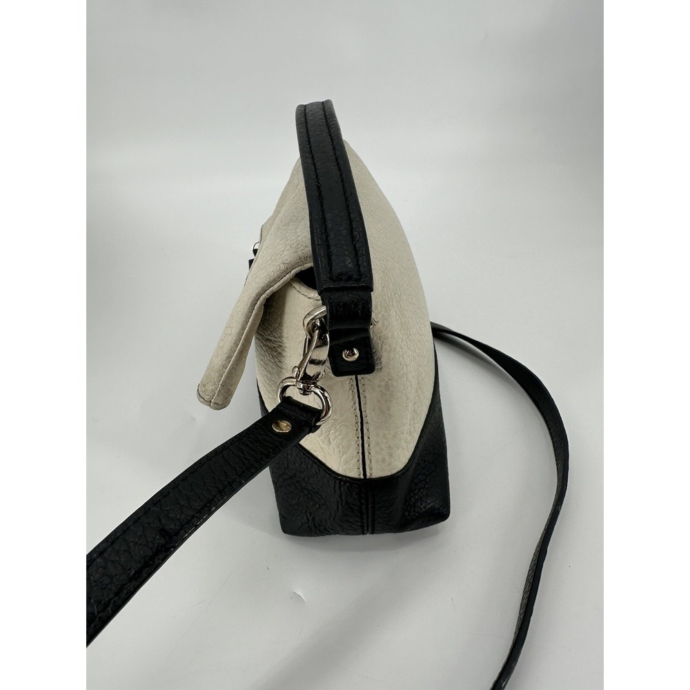 Kate‎ Spade Black and Cream Pebbled Leather Crossbody Foldover Bag - Picture 9 of 16